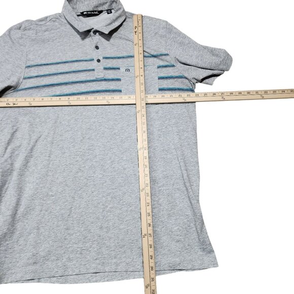 Travis Mathew Mens Gray Polo Shirt XXL Blue Stripes - Picture 4 of 6